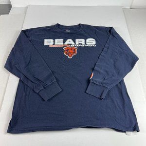 Majestic NFL Chicago Bears Football Shirt Extra Large Blue Faded Long Sleeve Tee
